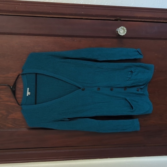 Halogen Teal Cotton/ Modal Blend Knit Button Front Cardigan Size Medium - Picture 1 of 6